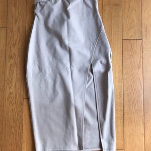 High waisted tan skirt